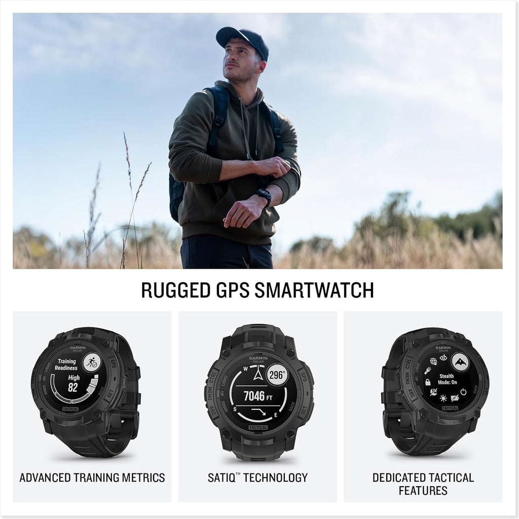 Garmin Instinct® 3 Edición Táctica, 50mm, Pantalla Cargada Solar, Reloj Inteligente GPS Resistente para Exteriores