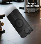 SURITCH Funda para iPhone 15, compatible con MagSafe, soporte integrado y cubierta de cámara y parte trasera translúcida, funda protectora resistente a prueba de golpes de 6.1 pulgadas, color negro