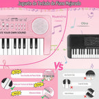 Teclado de piano de juguete para niños, 37 teclas, pianos musicales, juguetes con micrófono