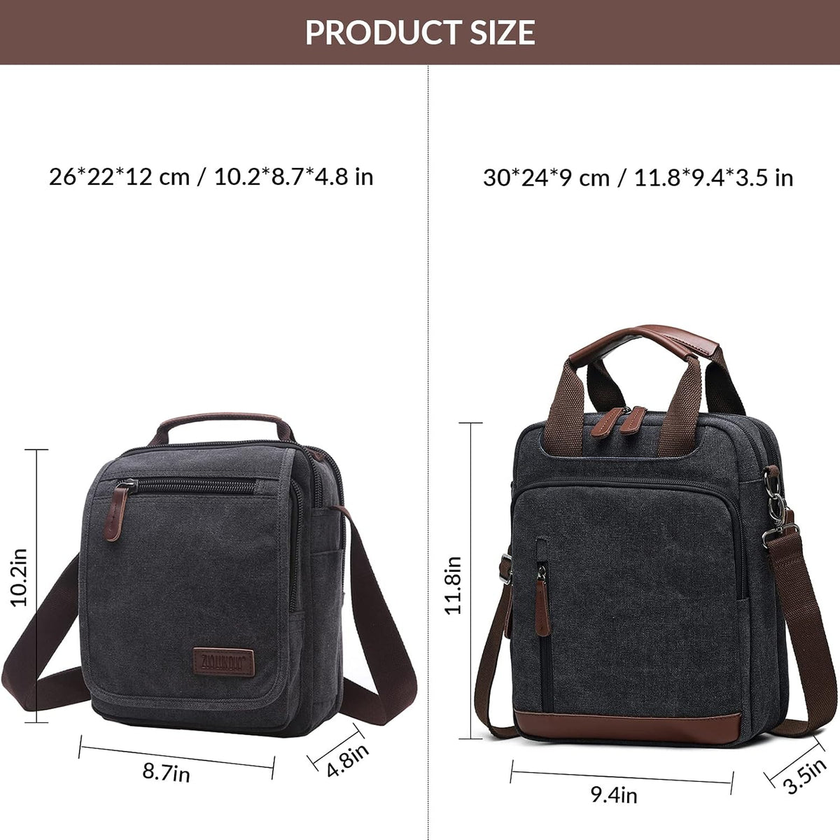 mygreen Bolso pequeño de hombro cruzado de lona para mensajero Bolso de trabajo