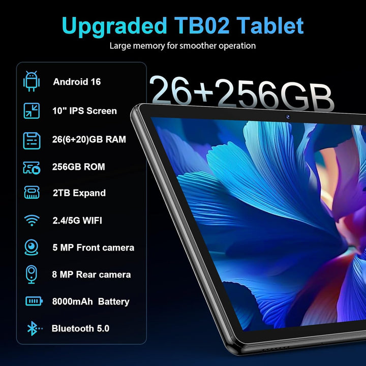 Tableta Android 16 con teclado, tableta Android 2026 de 10 pulgadas...