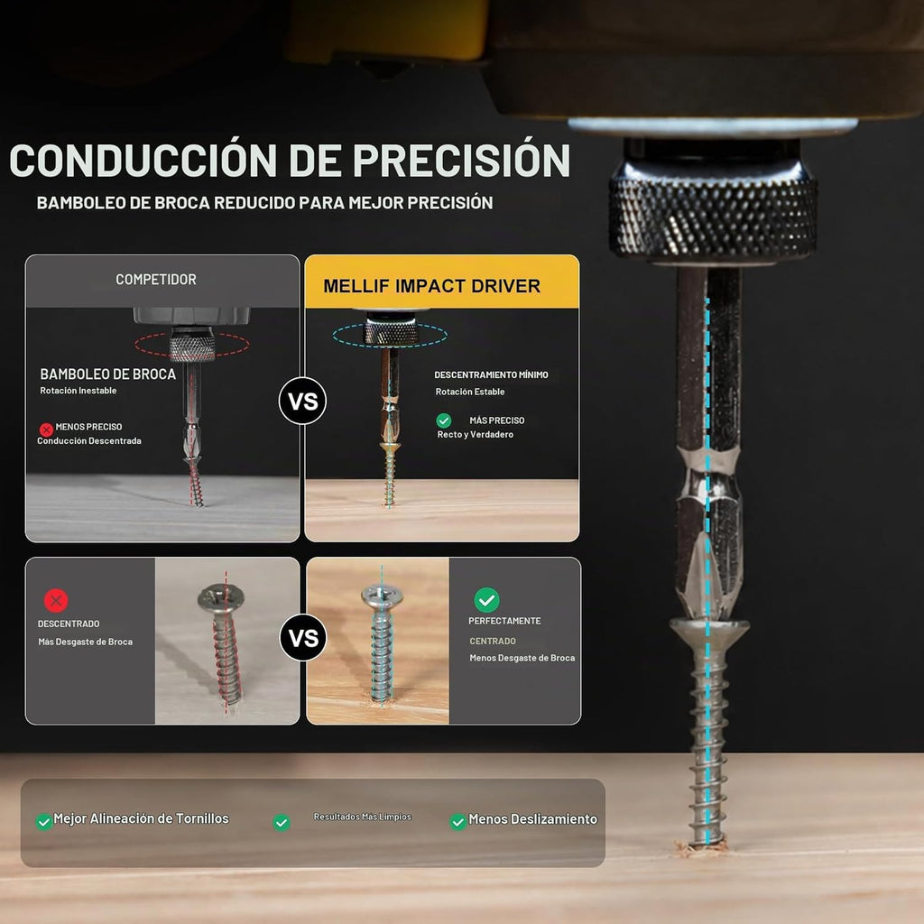 Destornillador de impacto hexagonal de 1/4 pulgadas compatible