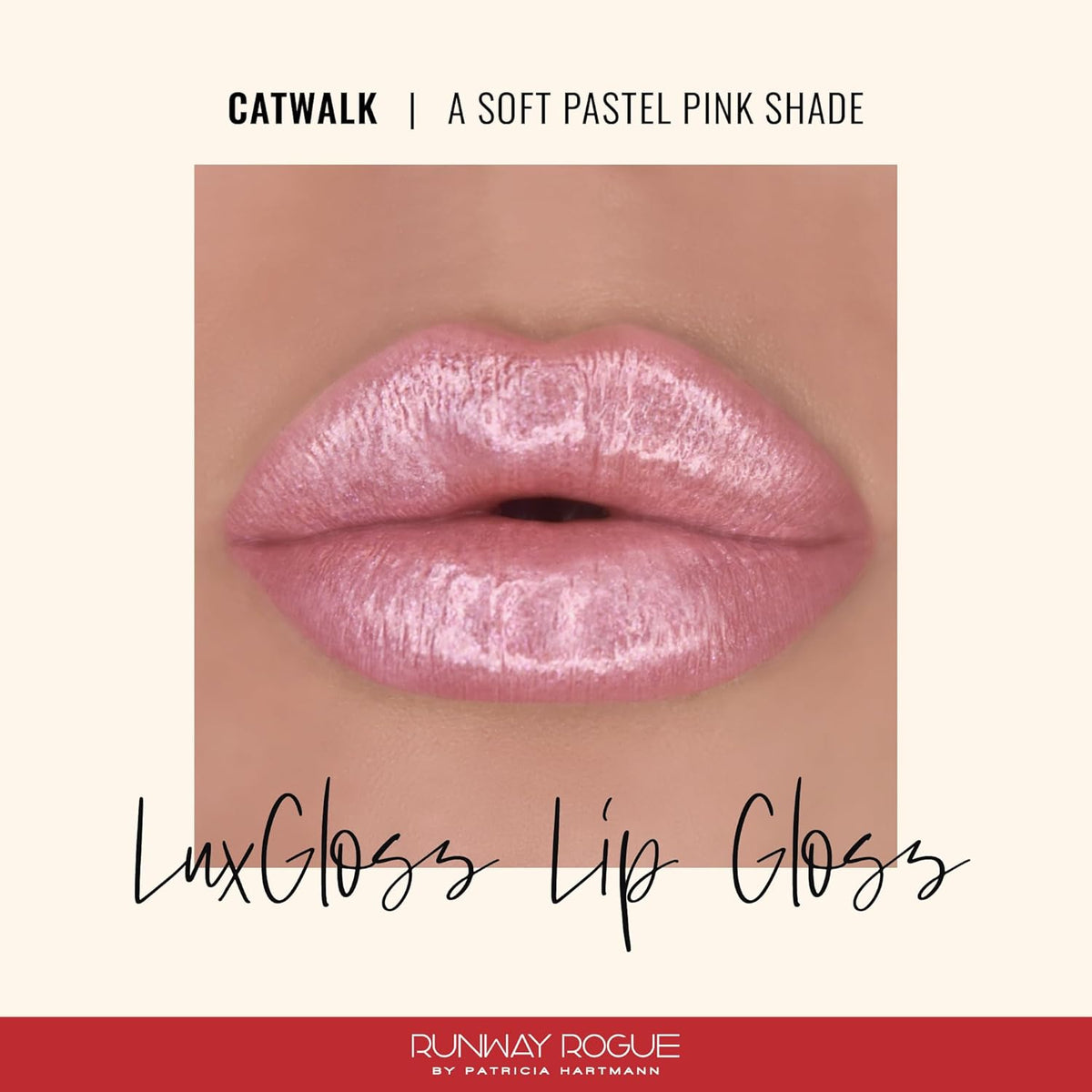 Runway Rogue LuxGloss Brillo de Labios, Brillo de Labios Rosa Pastel Suave con Brillo, Pasarela