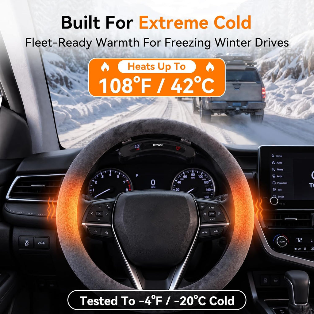 Funda inalámbrica para volante con calefacción, batería dual recargable