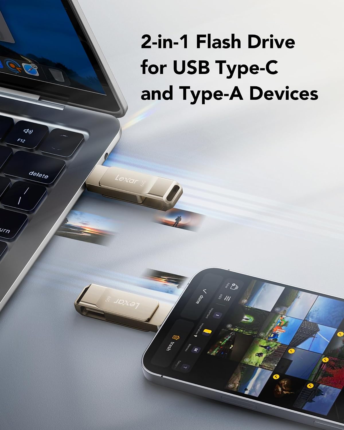 Lexar D40E 64GB Dual USB 3.2 Gen 1 Tipo-C Jump Drive, USB-C Flash M...