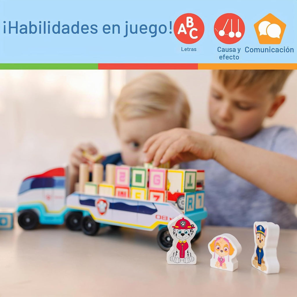 Melissa & Doug Camión de Bloques de Madera ABC de la Patrulla Canina (33 piezas)