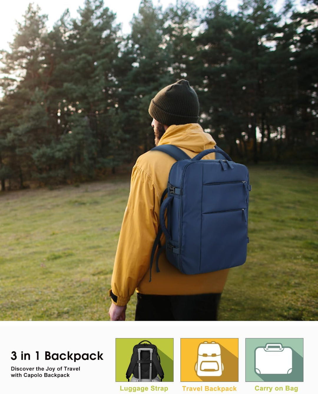 Mochila de viaje Capolo para mujeres y hombres, mochila impermeable...