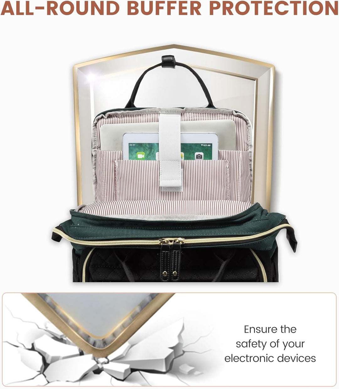 LOVEVOOK Mochila para laptop para mujer, Verde Oscuro Negro, Elegan...