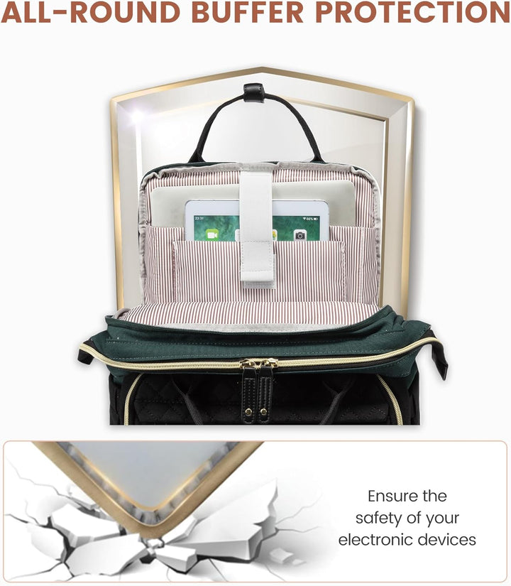 LOVEVOOK Mochila para laptop para mujer, Verde Oscuro Negro, Elegan...