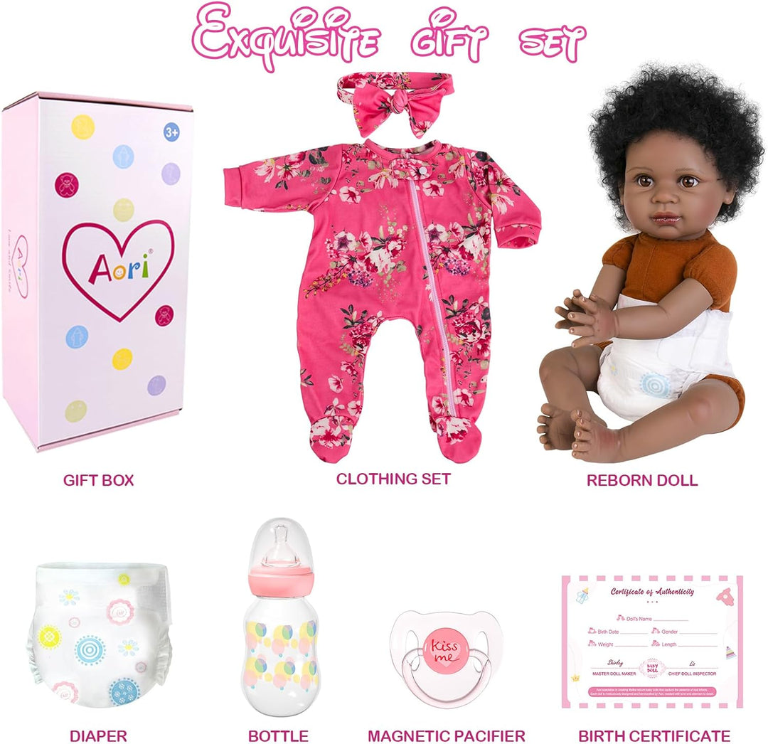Aori - Muñeca bebé Reborn negra de 22 pulgadas, muñeca afroamerican...