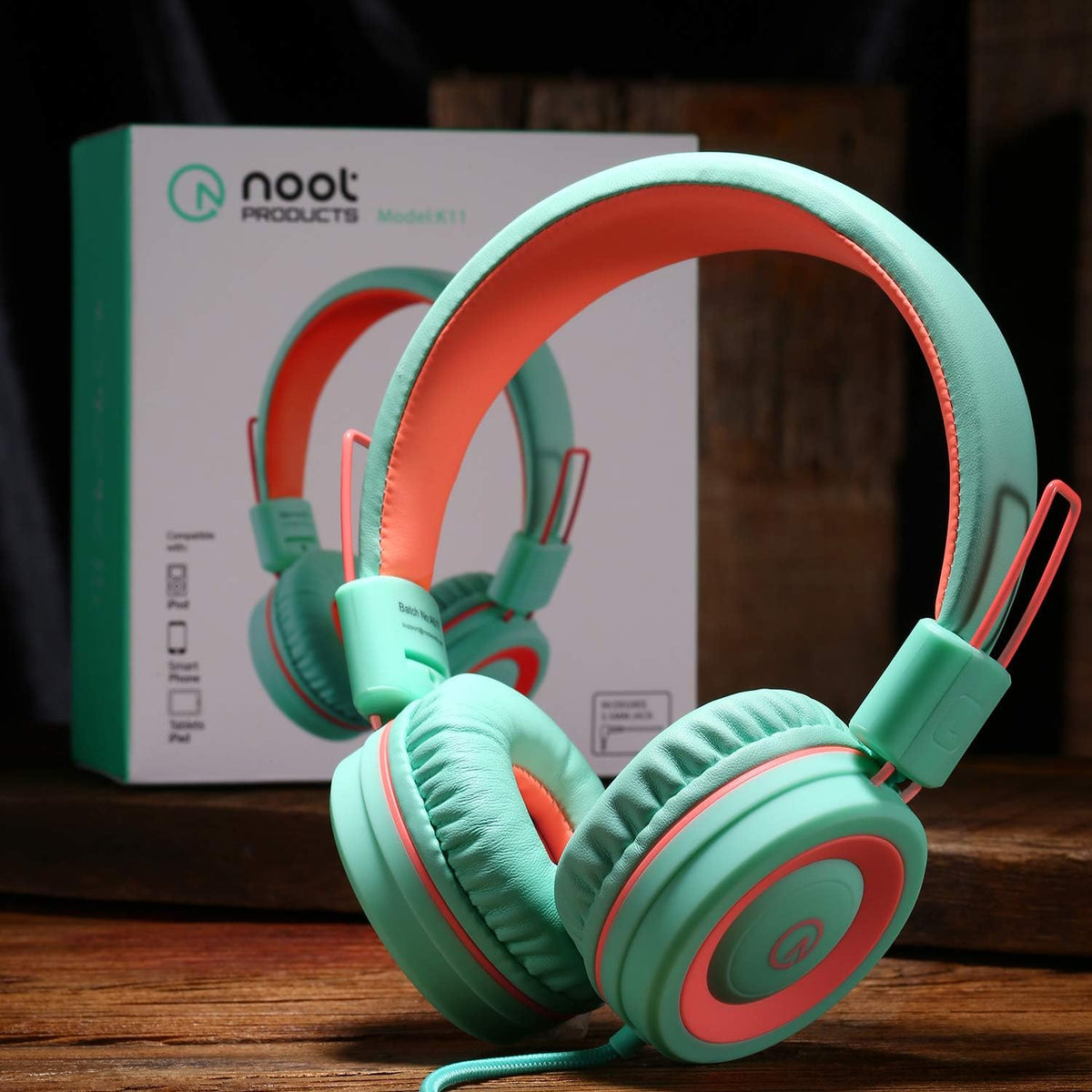 Auriculares para niños noot products K11, plegables, estéreo, sin enredos, cable de 1,5 m de largo, conector de 3,5 mm, cascos supraaurales con cable para iPad/Amazon Kindle, Fire/niños/niñas/escuela