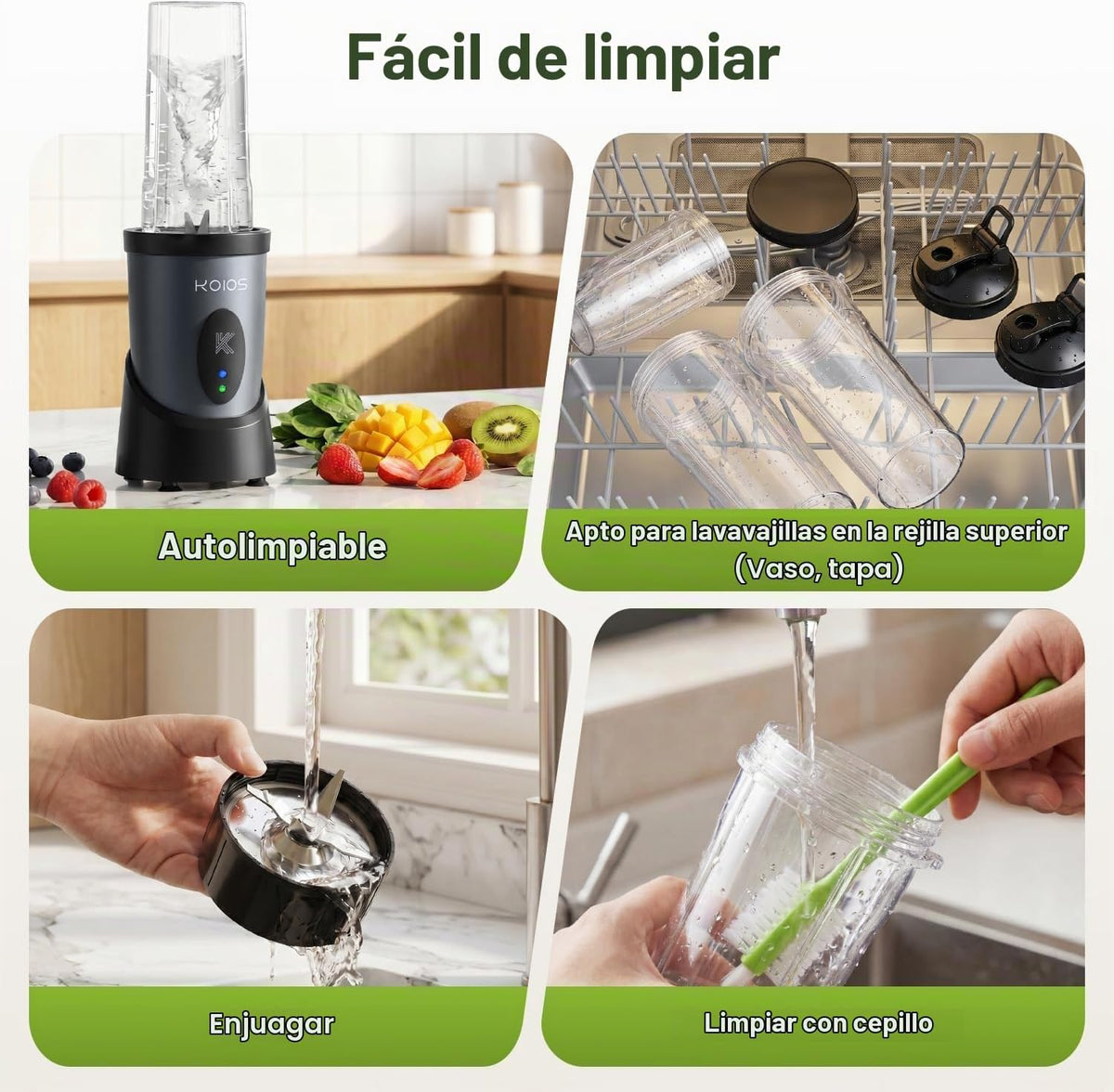 KOIOS Batidora de batido de cocina, licuadoras personales de 900 W con 3