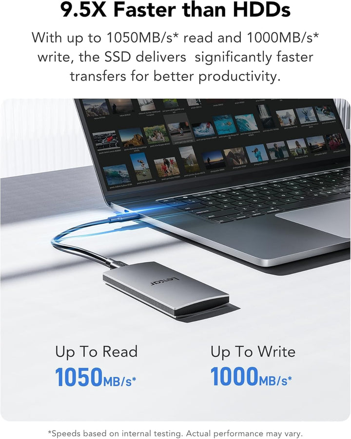 Lexar ES3 1TB SSD externo, USB 3.2 Gen2 SSD portátil, PSSD hasta 10...