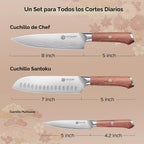 YOTSUBA 3 PIECES Juego de Cuchillos de Cocina Japoneses con Mango de Madera de Rosewood y Funda Completa