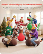 QPAU Juguete inflable de dinosaurio con tolva animosa, 1 paquete con bomba de mano