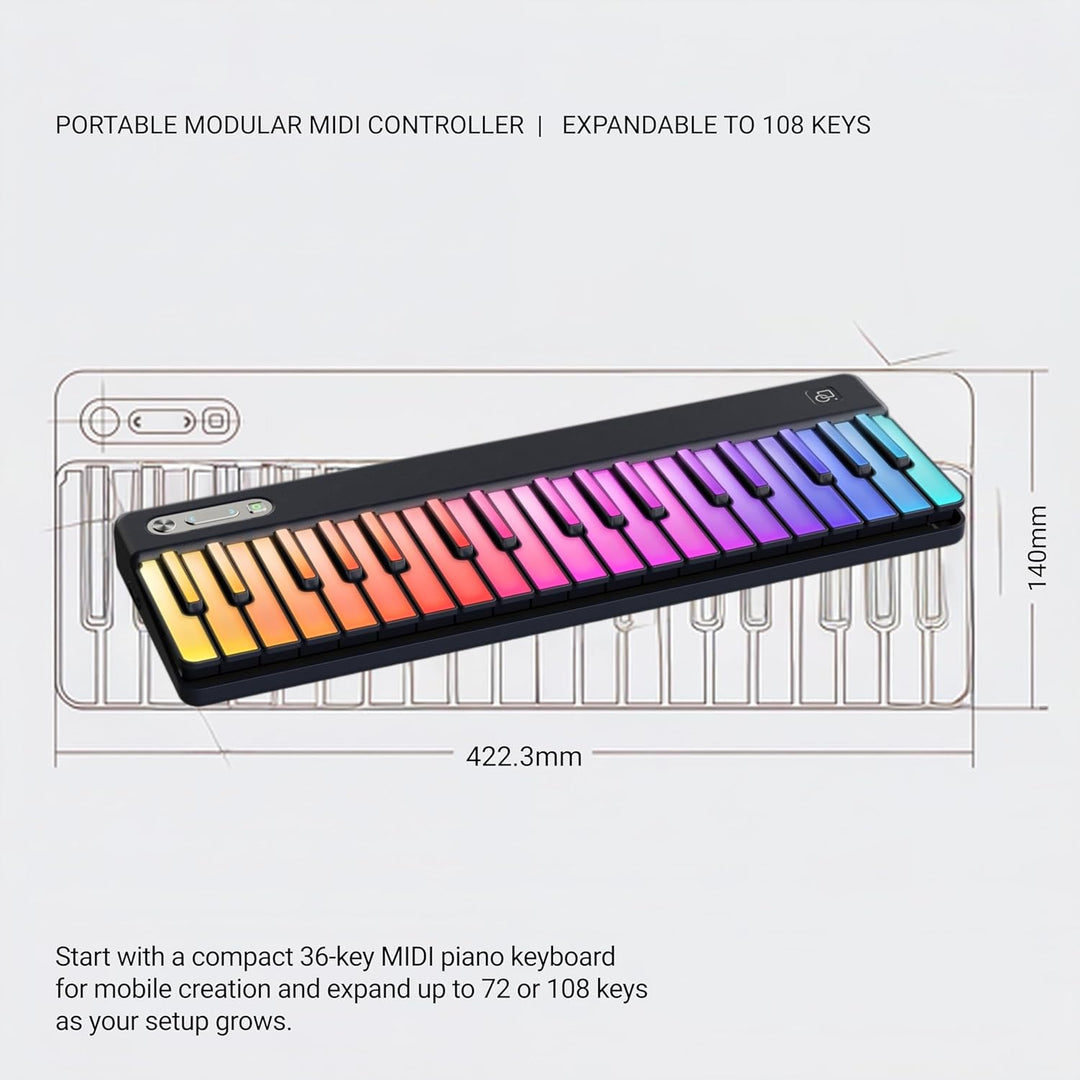 PartyKeys Paquete de piano de teclado MIDI modular de 72 teclas (2...