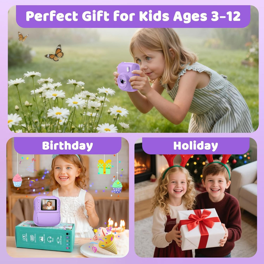 Cámara de impresión instantánea para niños, regalos de Navidad y cu...