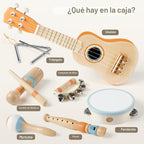 Vanplay - Juego de guitarra para niños, 7 instrumentos musicales de madera