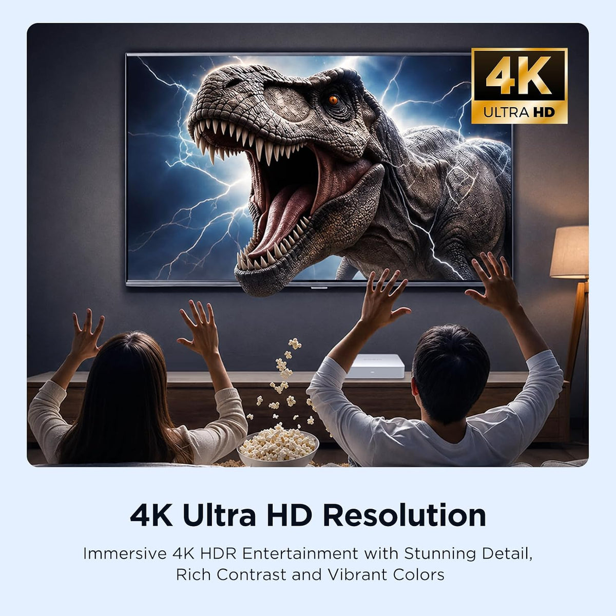 KP1 Android TV Box Google Certified 4K Streaming Device 2GB RAM 16GB ROM con búsqueda por voz, Chromecast integrado Dolby Audio WiFi5 Bluetooth 5.0, entretenimiento en el hogar inteligente