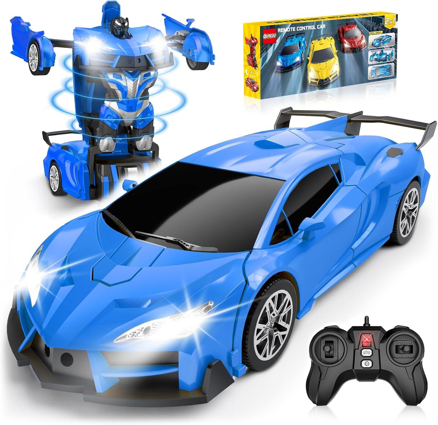 Qumcou Auto de control remoto de transformación, autos RC para niño...