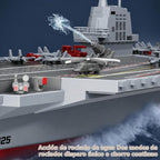 Barco a control remoto con rociador de agua, buque de guerra de 16 pulgadas con 2 baterías recargables, 15 mph de doble motor a control remoto barco militar para piscina y lago, muestra un