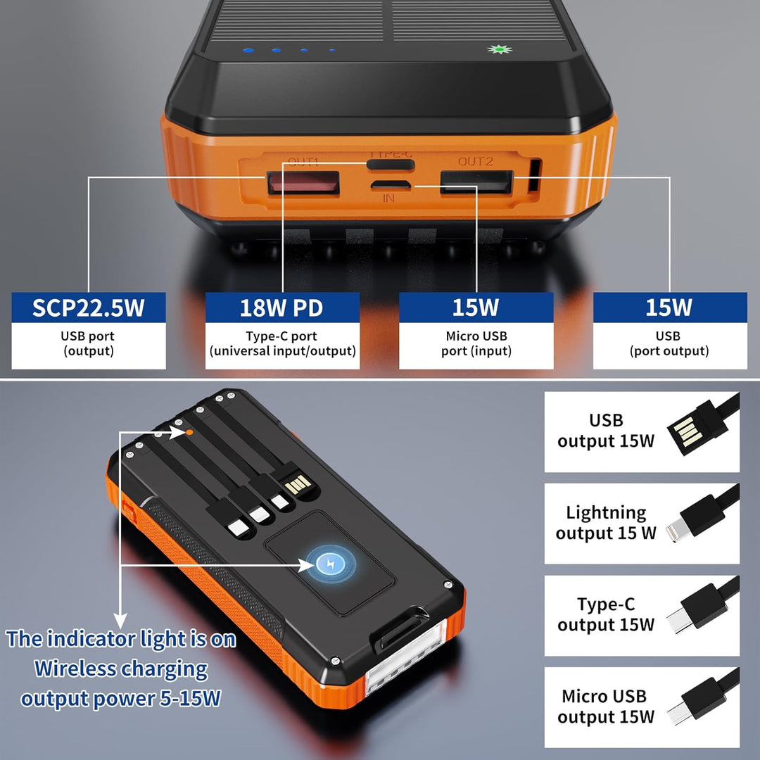 Cargador solar de 49800 mAh, carga portátil para teléfono incorpora...