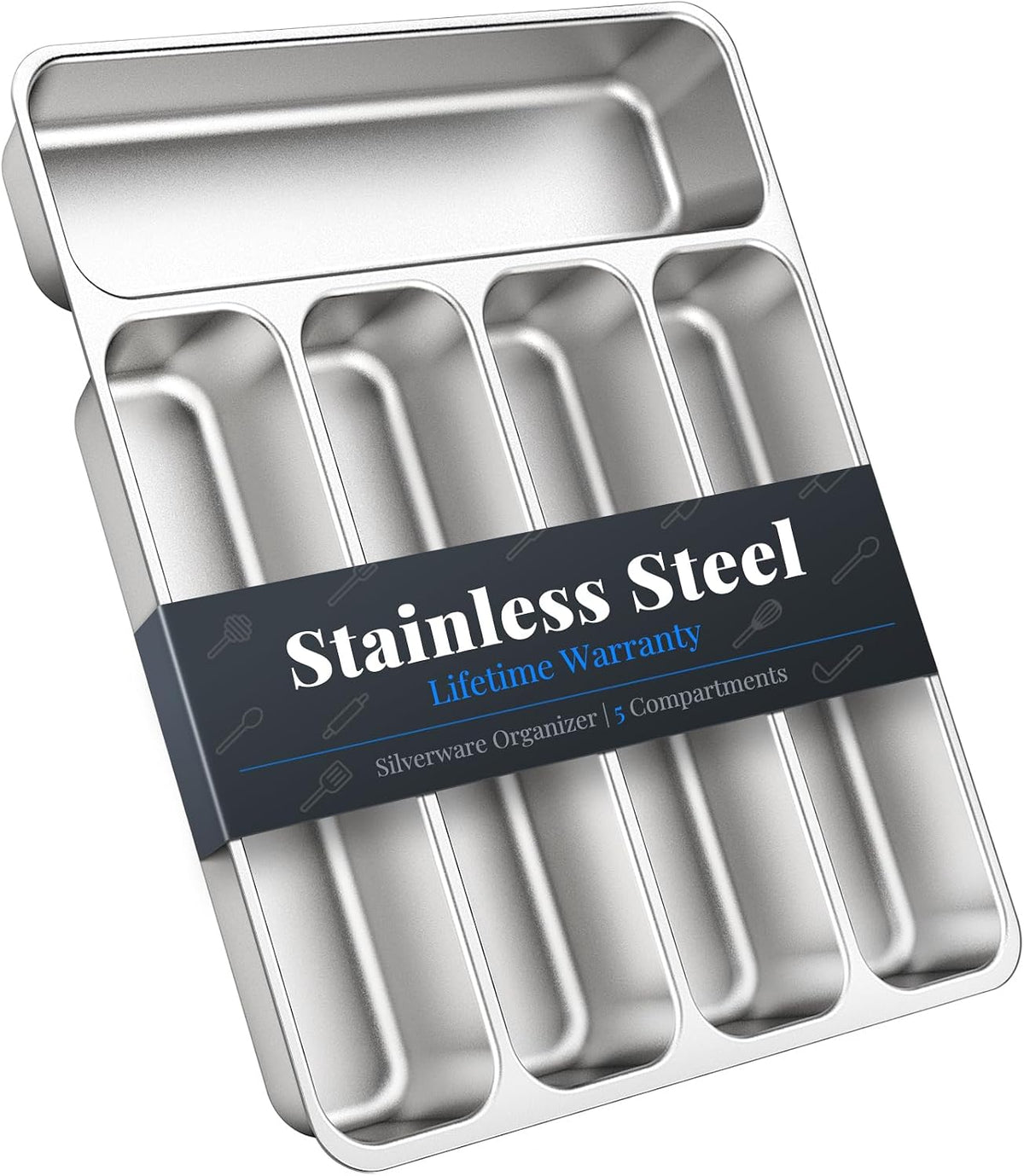 Organizador de cubiertos, acero inoxidable, apto para lavavajillas