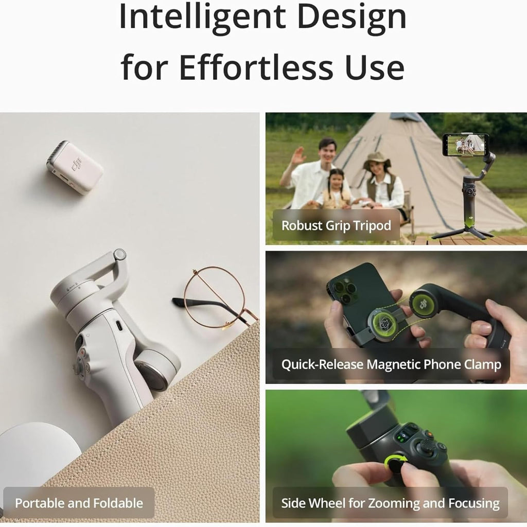 DJI Osmo Mobile 6 - Estabilizador de cardán para teléfono inteligente, cardán de 3 ejes, barra de extensión integrada, portátil y plegable, cardán Android y iPhone con ShotGuides, estabilizador de vlogging, video de YouTube TikTok