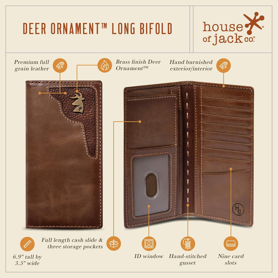 House of Jack Co. Cartera larga para hombre | Cuero de grano comple...