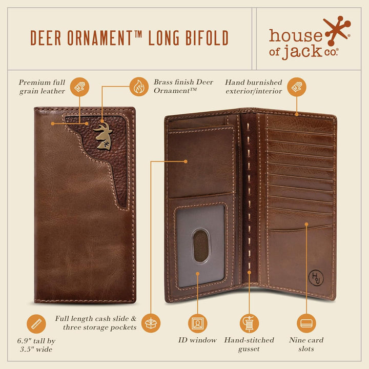 House of Jack Co. Cartera larga para hombre | Cuero de grano comple...