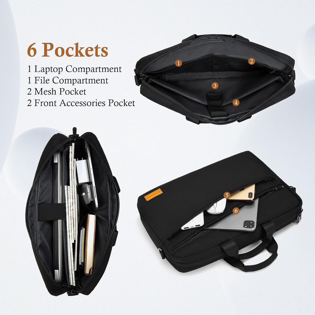 bagasin 15 15.6 16 pulgadas ordenador portátil PC bolsa de hombro bolsa de