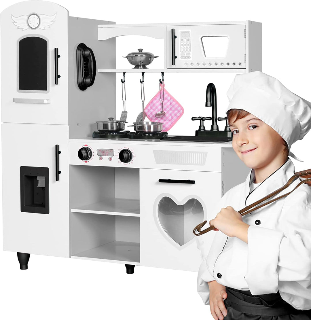TaoHFE Juego de cocina de madera para niños pequeños, juego de jugu...