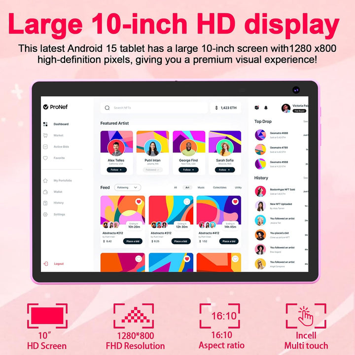 Tablet Android 15 de 10 pulgadas, tableta 2 en 1 con teclado. 8GB R...