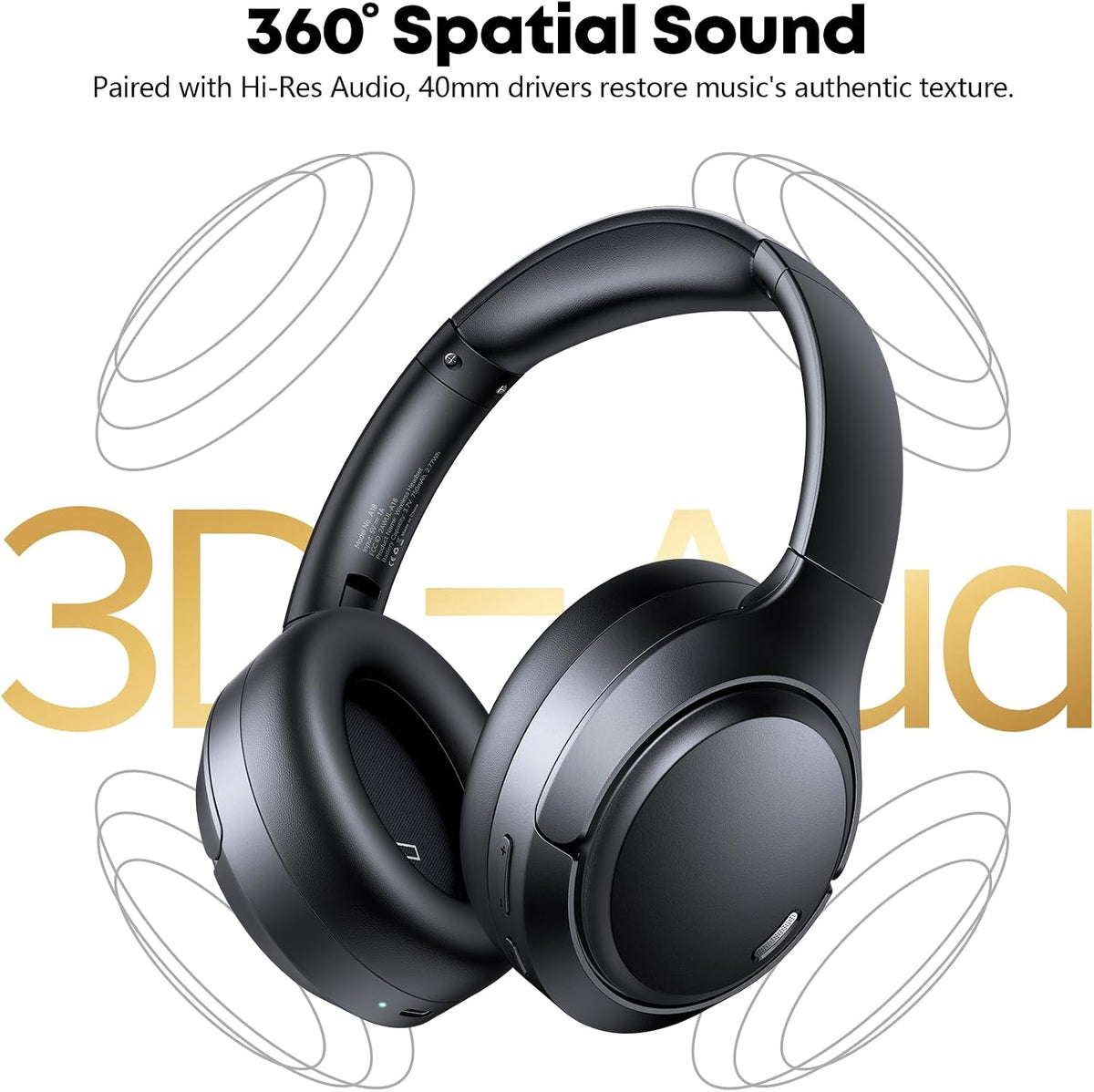Auriculares inalámbricos sobre la oreja, auriculares portátiles, cómodos orejeras para correr, senderismo, uso en la oficina