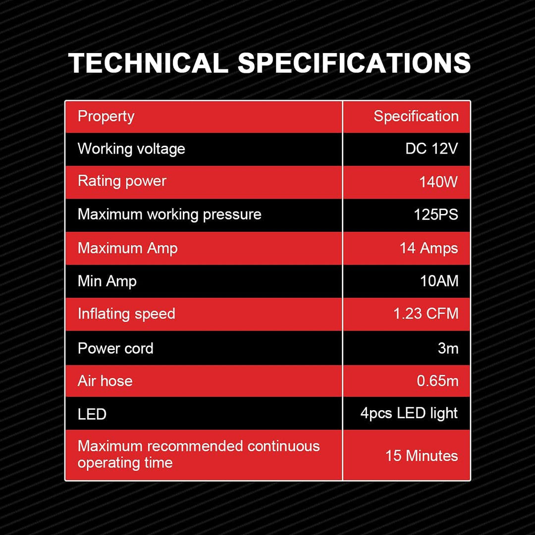 DNA Motoring 12 V 125 PSI LED Flash Light Bomba de aire portátil co...