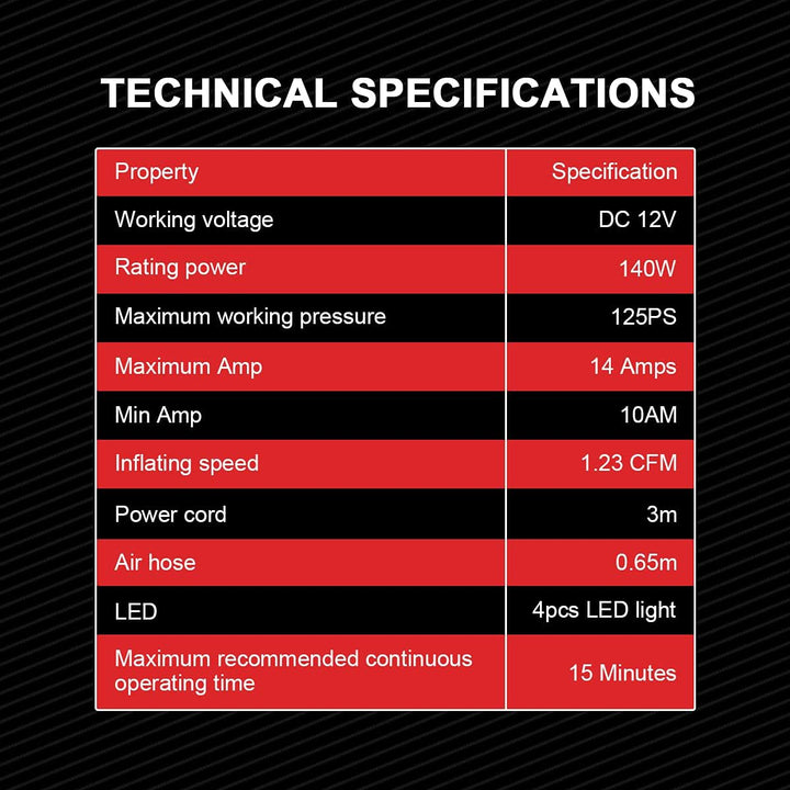 DNA Motoring 12 V 125 PSI LED Flash Light Bomba de aire portátil co...