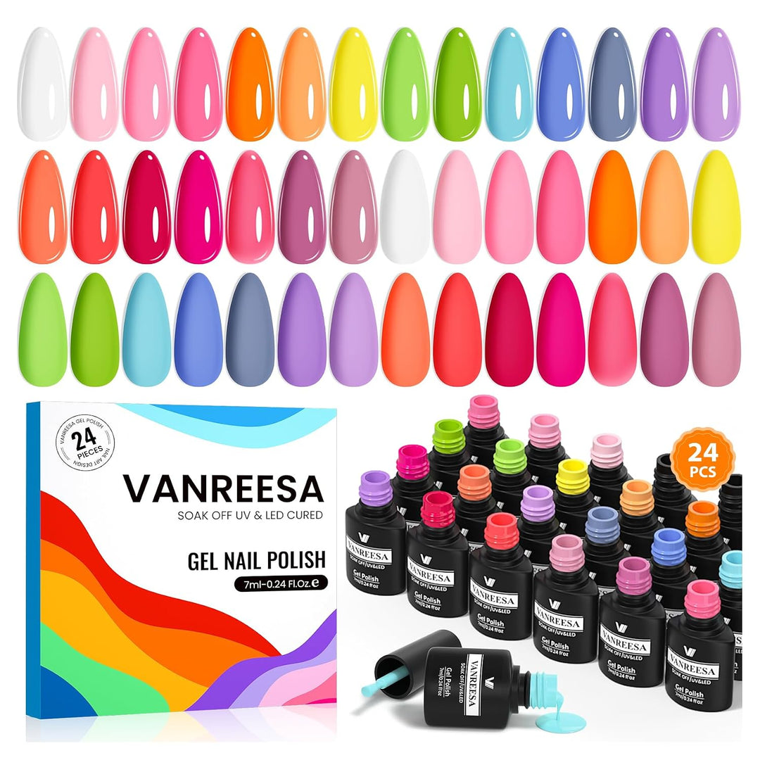 VANREESA - Juego de 24 esmaltes de gel para uñas, 21 colores con ca...