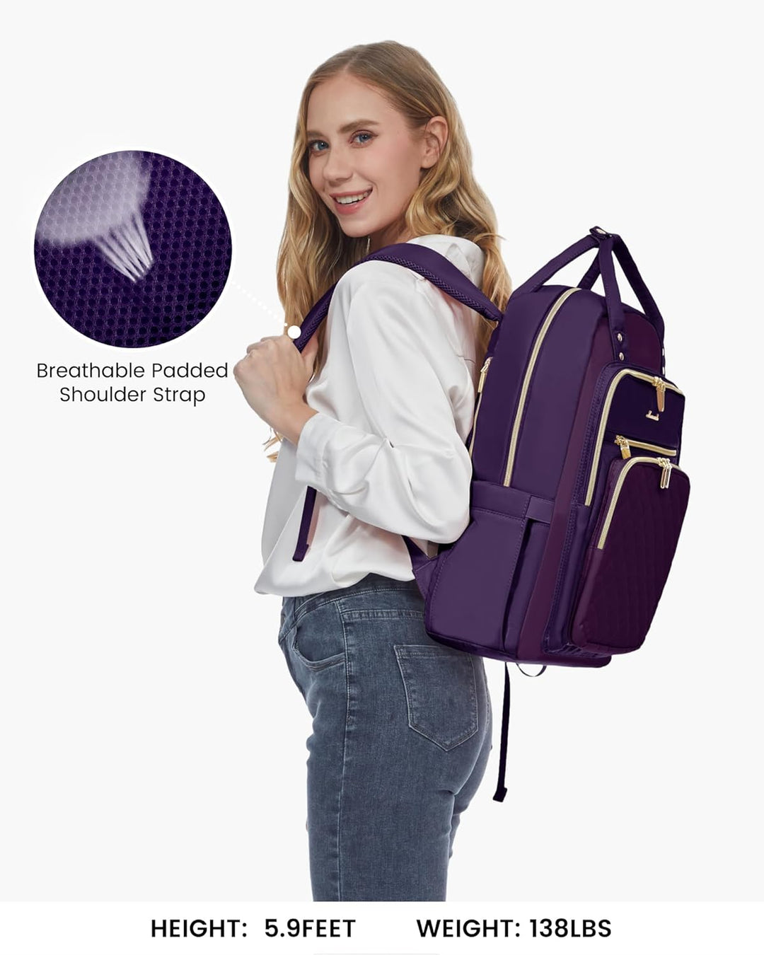 LOVEVOOK - Mochila de computadora portátil para mujer, bolsa de via...