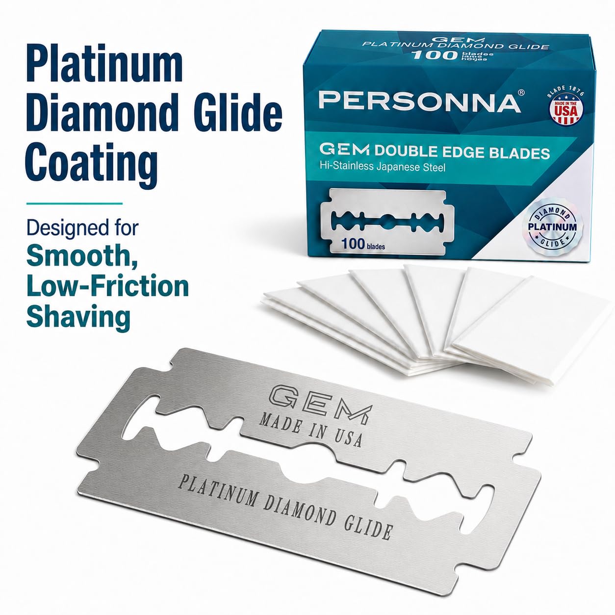 Personna GEM Platinum Diamond Glide - Cuchillas de afeitar de doble...