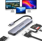 LENTION Hub HDMI dual MST USB C, 4K @60Hz, 100W PD, 2 USB 3.0, lector de