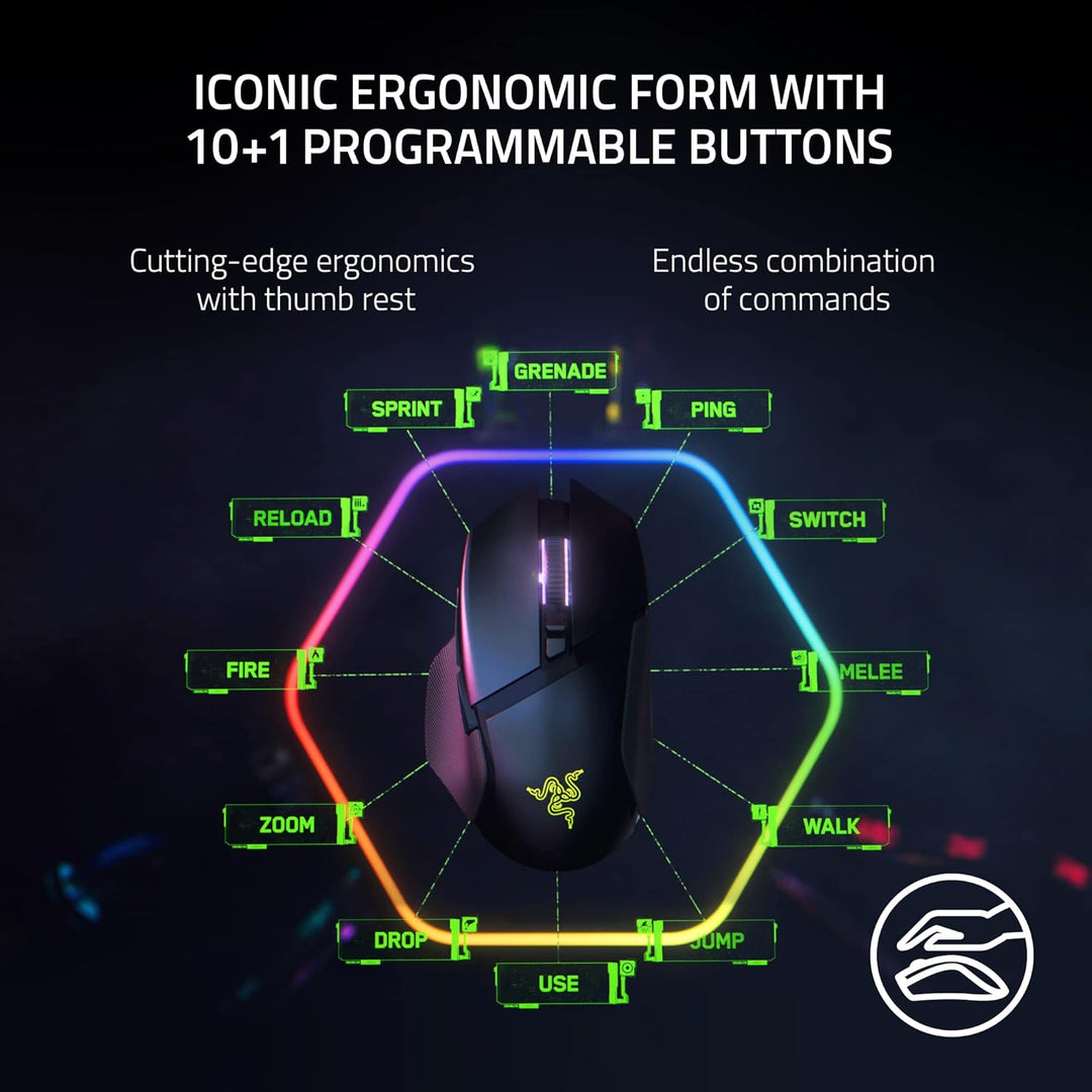 Razer Basilisk V3 Pro - Mouse inalámbrico personalizable para juego...