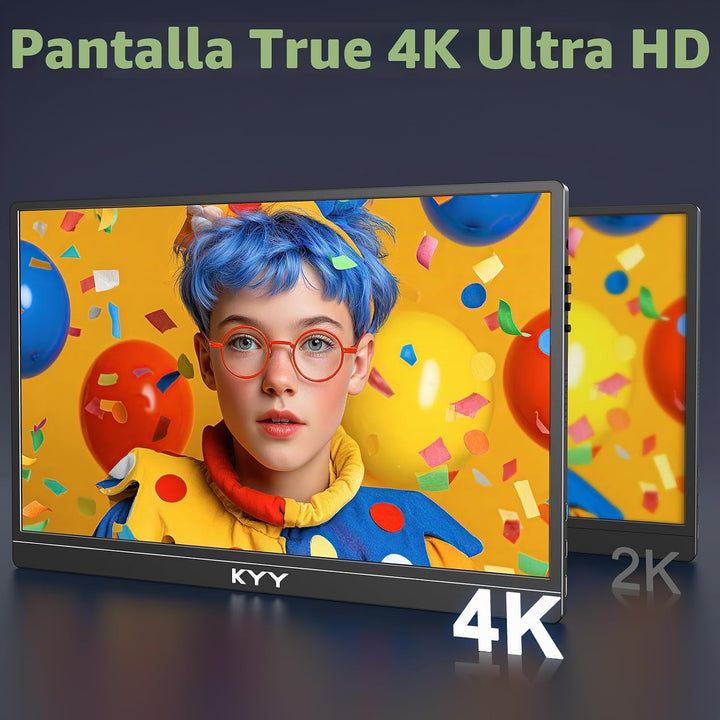 KYY Monitor portátil 4K para computadora portátil, monitor de viaje...