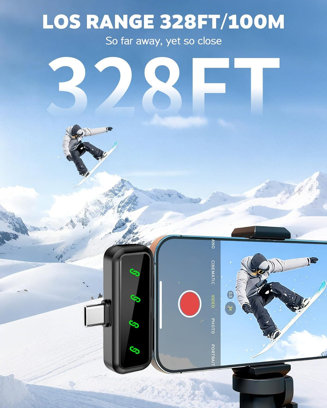 Gicorino Micrófono Lavalier inalámbrico para iPhone y Android, mini...