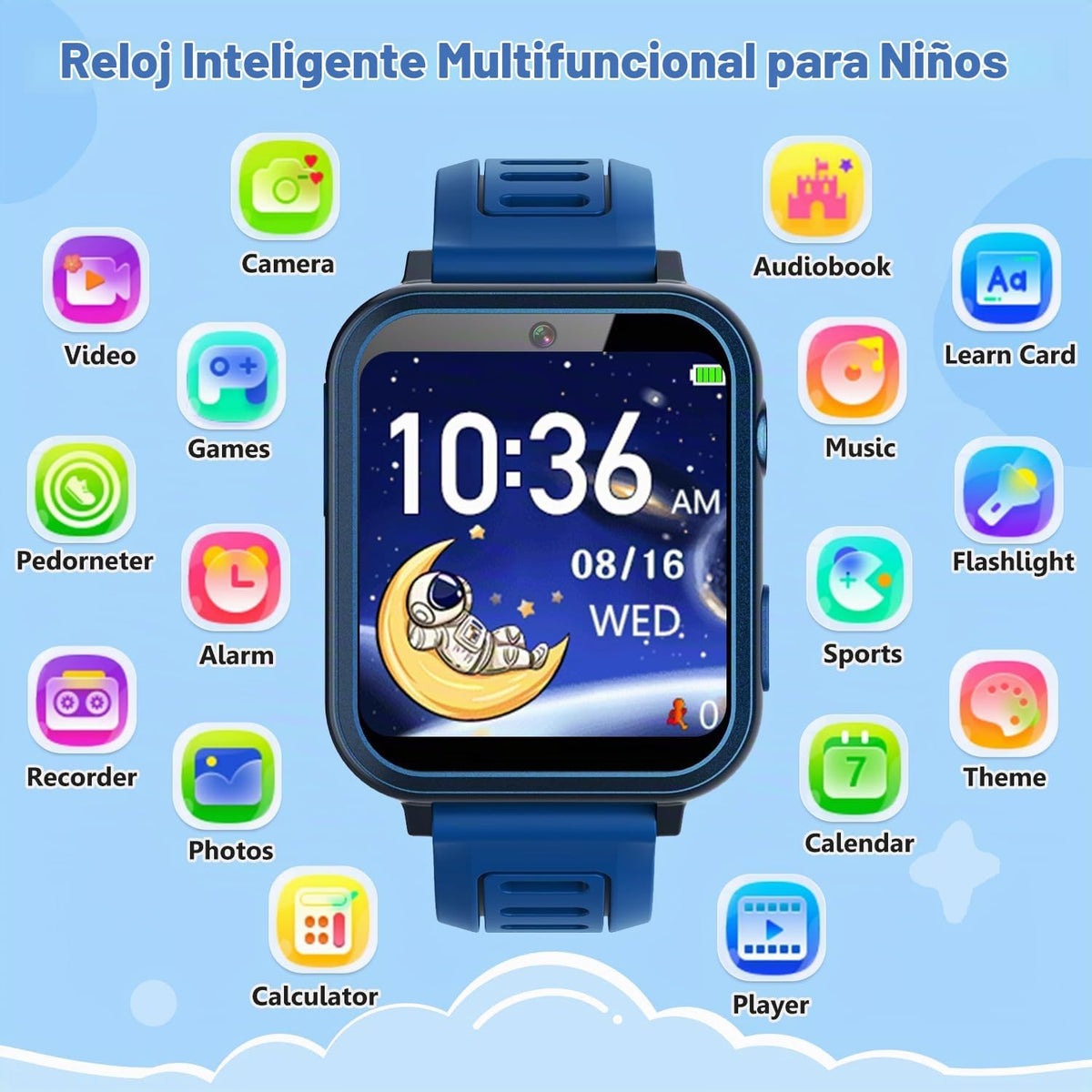 Reloj inteligente para niños de 3 a 12 años de edad con 39 juegos