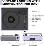 Reproductor de discos de vinilo todo en uno con altavoces, tocadiscos con transmisión por correa de 3 velocidades, 3 tamaños, 33 1/3 45 78 RPM, BT inalámbrico, entrada para auriculares AUX, RCA
