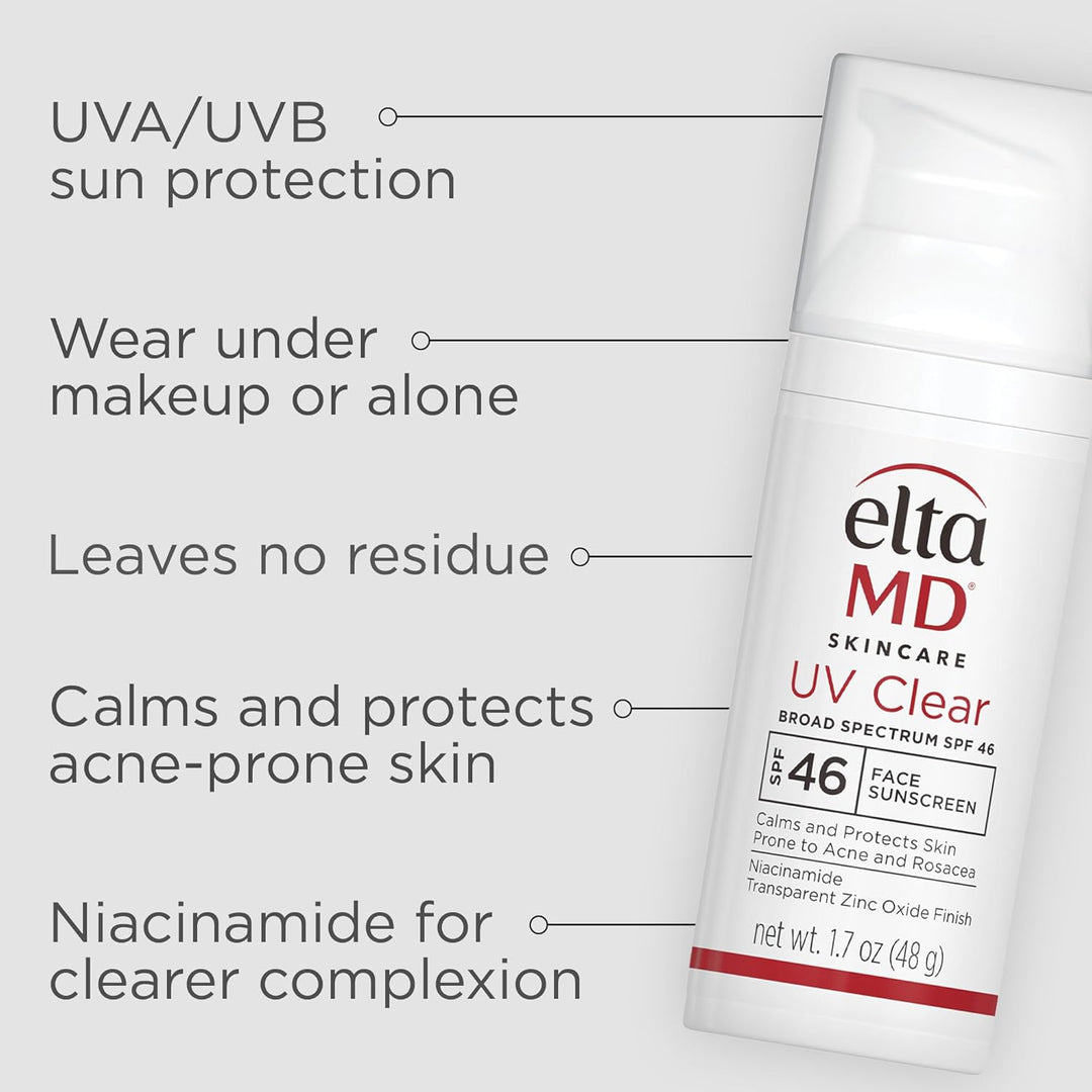 EltaMD UV Clear Face Sunscreen SPF 46, Oil-Free Sunscreen with Zinc...
