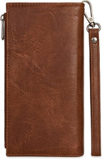 Wrangler - Carteras de pulsera para mujer con bloqueo RFID, carteras plegables, Marrón, Sencillo