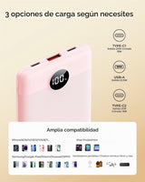WeeFancy Cargador portátil pequeño de 10000 mAh, mini banco de ener...