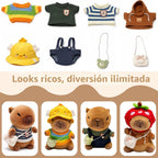 TITQWOP Peluche Capybara marrón de 10.2 pulgadas con 9 prendas