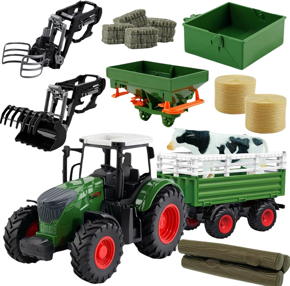 Farm Toys - Tractor con remolque juego de tractor de 165